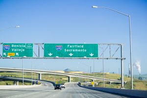 freeway interchange sign for fairfield professional moving service